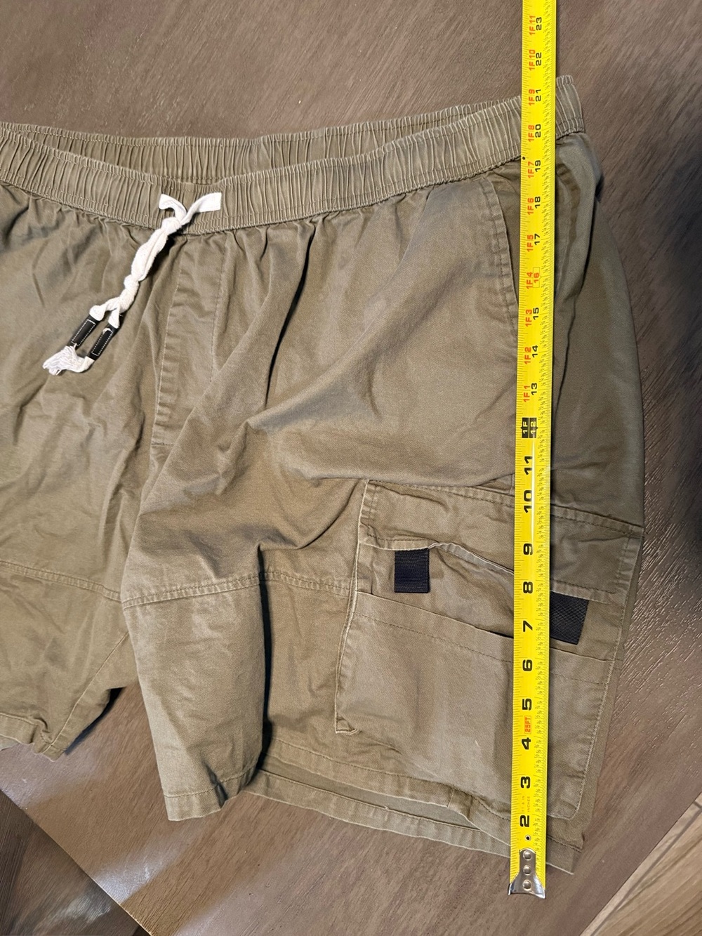 Olive Drawstring Cargo Shorts - Picture 5 of 6